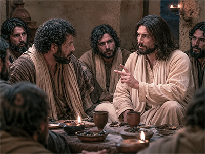Jesus talking to Peter at the Last Supper